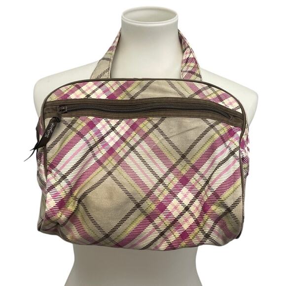 Thirty One Gifts Pink Plaid Double Handle Purse Cosmetic Organizing Bag - Picture 1 of 4